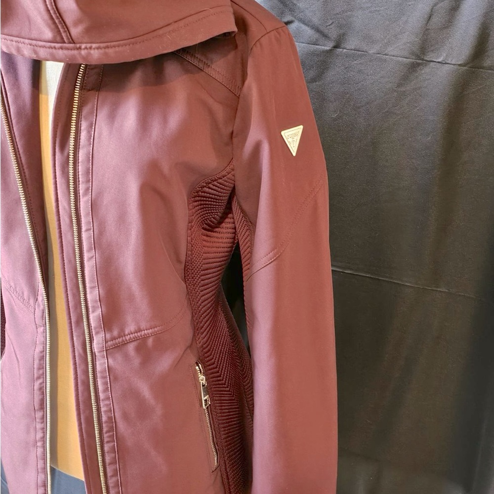 GUESS jacket with hood size small MAROON